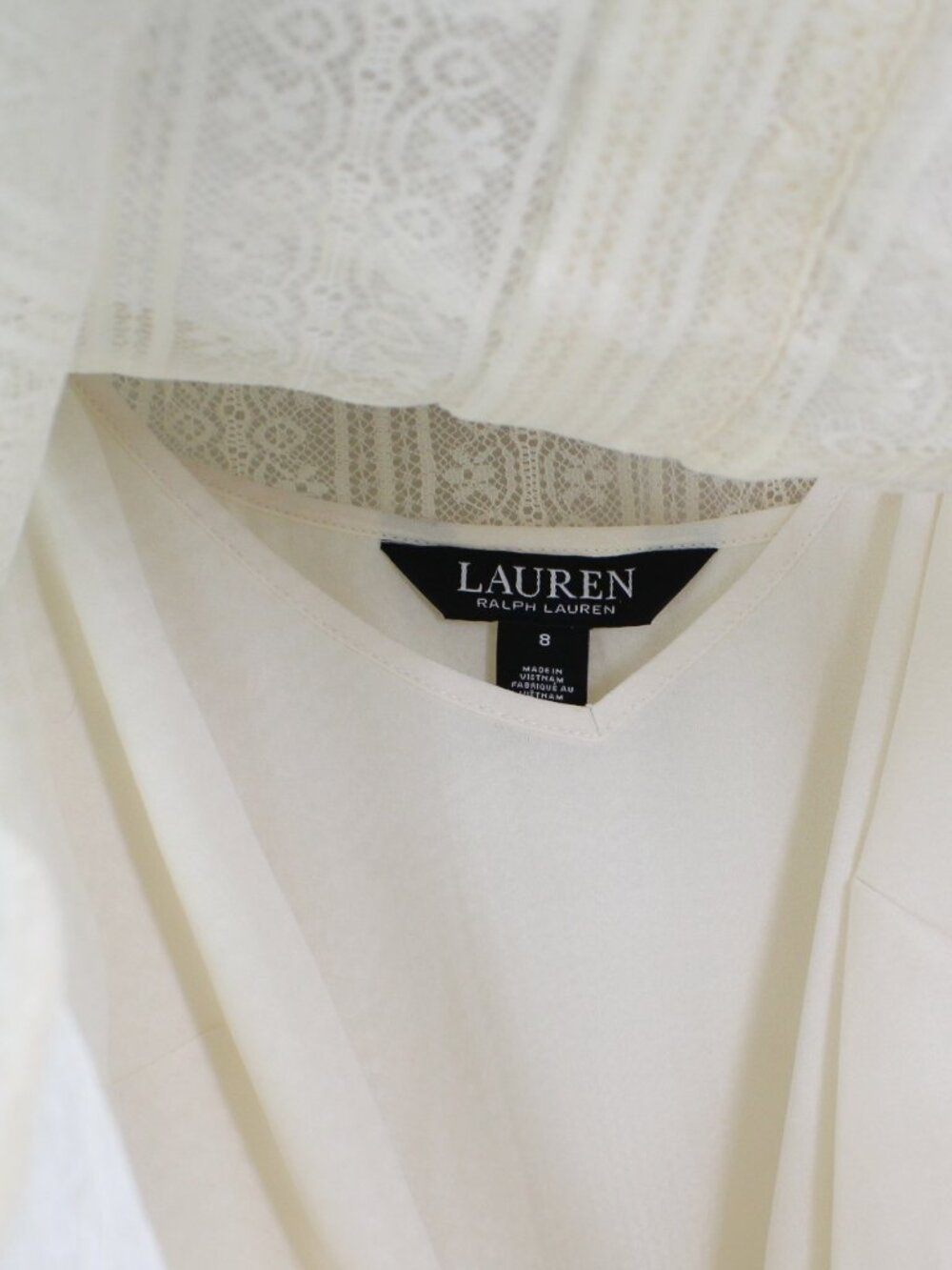NWT Lauren Ralph Lauren Ruffle Trim Lace Shirt w Camisole, Winter Cream, US 8 - Picture 13 of 15